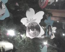 cat ornament on memorial tree