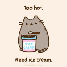 Pusheen eating ice cream